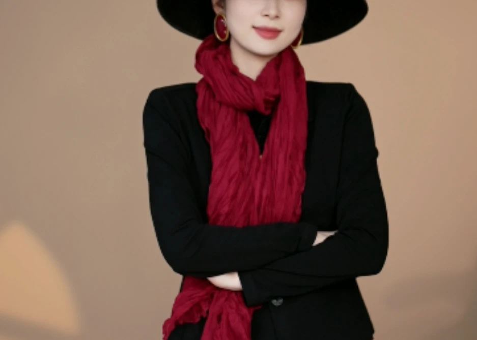 小井定制私服【围巾-1】2024秋冬新款围巾围脖安可拉红色系穿搭百搭