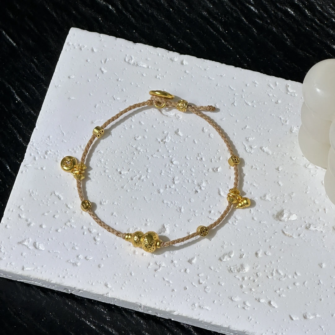 铜合金布艺手链 【茉宁】编绳葫芦手链 手工编织精致葫芦女款手链