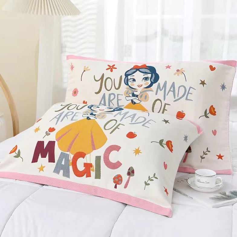 情侣家用八层夹棉纱布枕巾高档加厚单人枕头巾色织提花四季可用