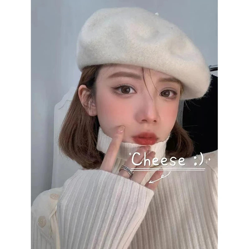 贝雷帽子女韩版秋冬蓓蕾帽复古英伦画家帽小清新百搭毡帽