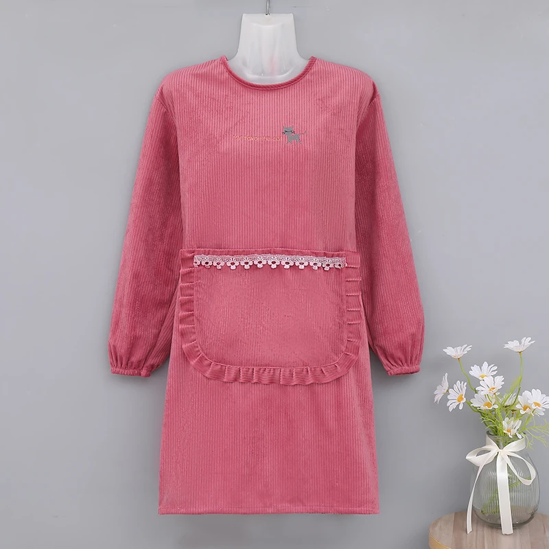 灯芯绒长袖罩衣柔软舒适透气耐穿时尚洋气家用厨房上班成人工作服