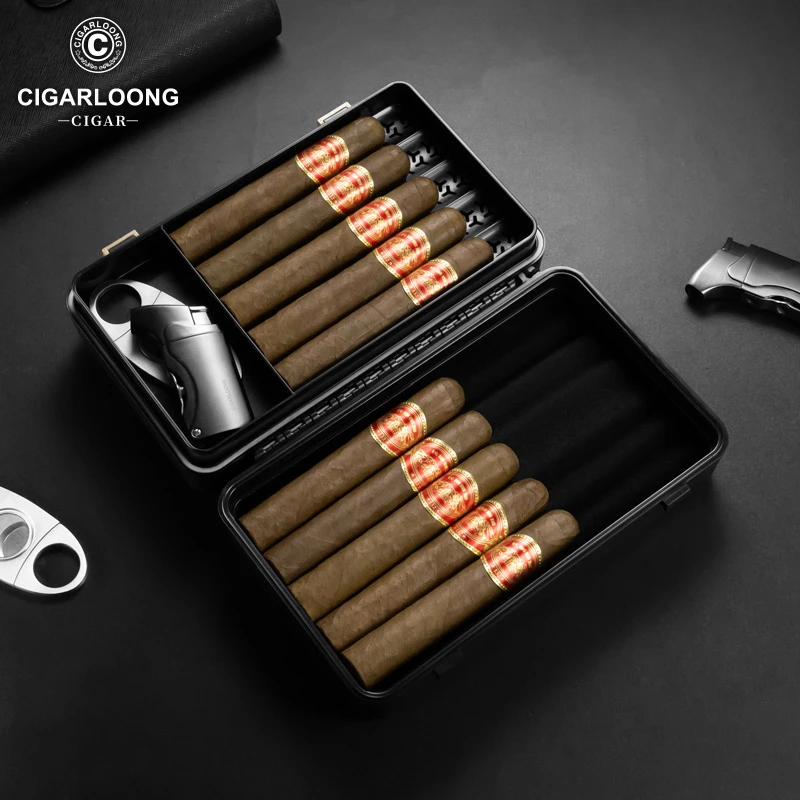 茄龙便捷雪茄盒锁水保湿外置湿度计内置加湿器雪茄收纳盒CA-24DAB