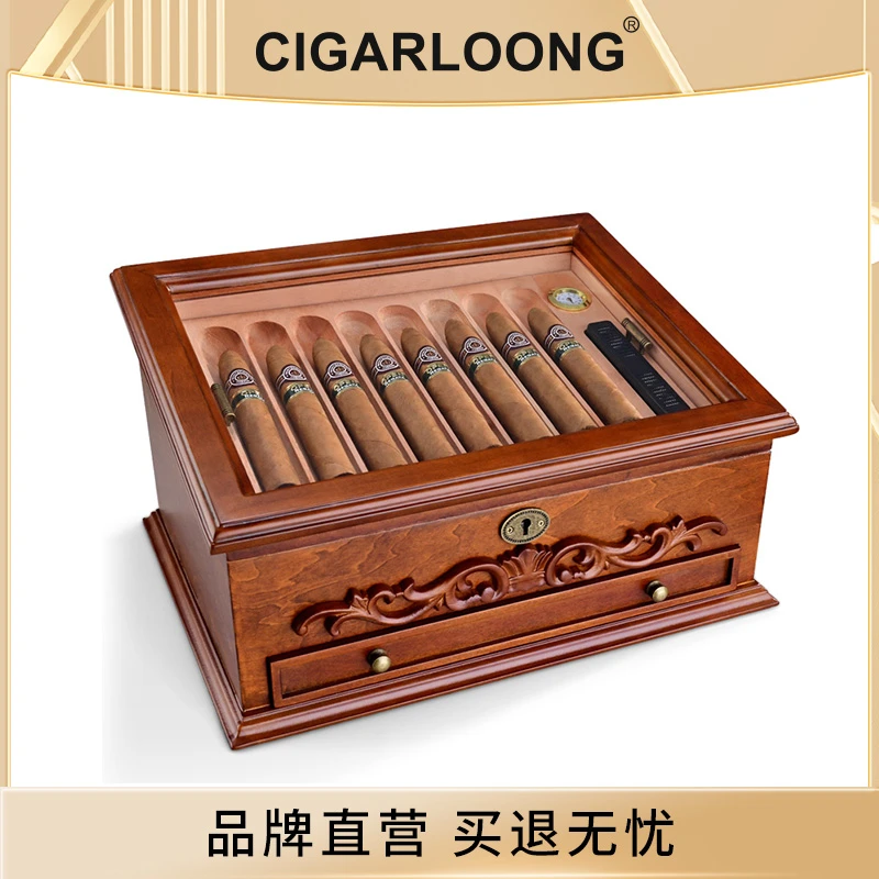 CIGARLOONG茄龙雪茄盒保湿盒雪茄专用雪松木盒大容量复古保湿盒