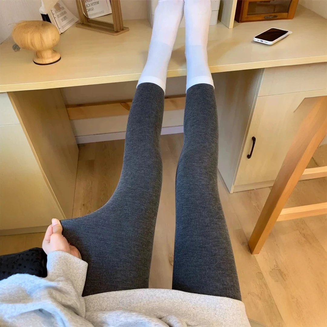 显瘦打底裤女可外穿高腰收腹加厚保暖裤袜秋冬季格雷系灰色袜裤子