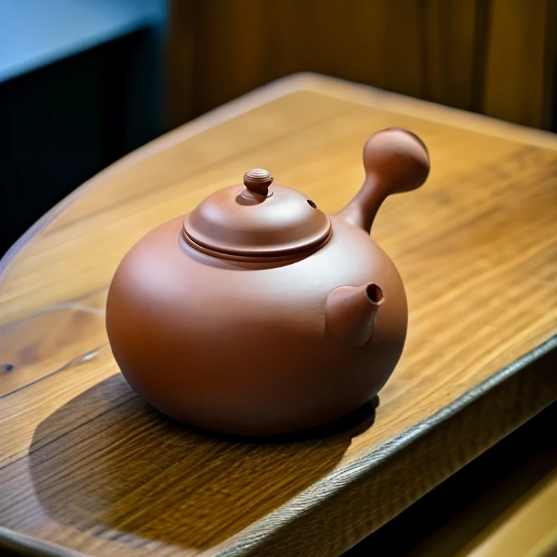 林卫东潮州手拉红泥砂铫炭炉煮茶烧水超薄胎侧把走明针工艺500cc