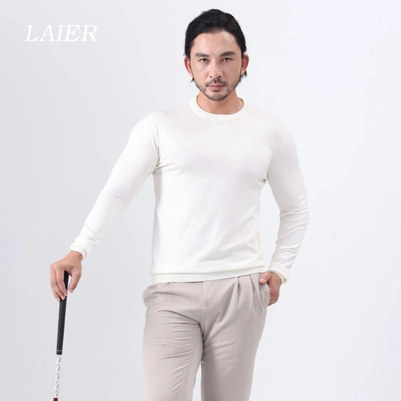 绅士系列|含羊毛&桑蚕丝秋冬商务轻熟男装针织新款圆领男长袖T恤