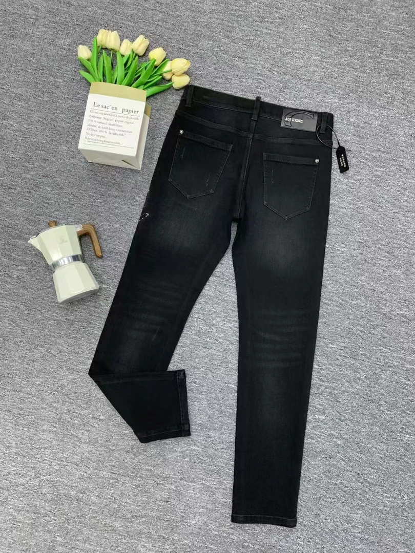 欧货男士牛仔裤秋冬男休闲修身水洗百搭潮流微弹时尚牛仔裤 9124