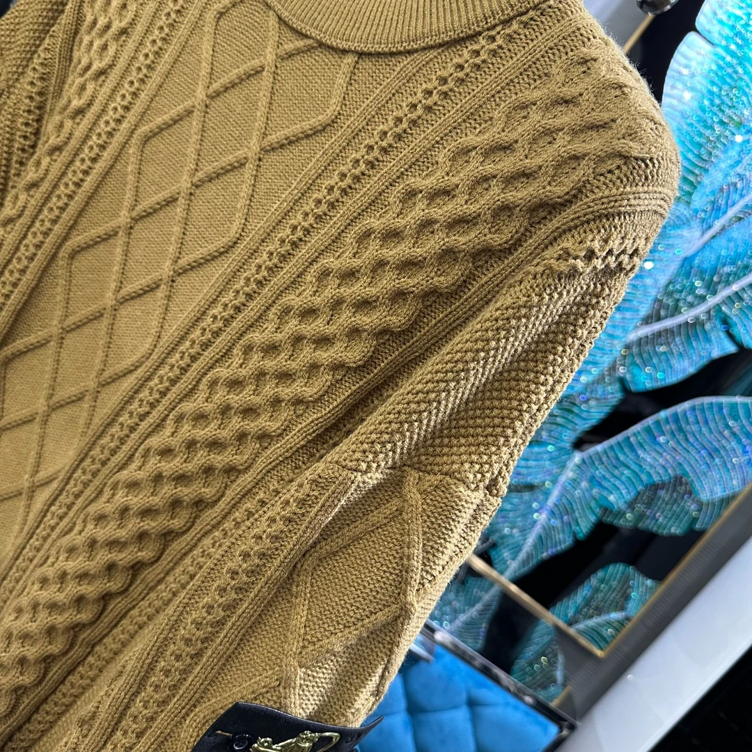 欧货男士秋冬休闲时尚百搭日常男圆领欧美风针织衫宽松毛衣 0270