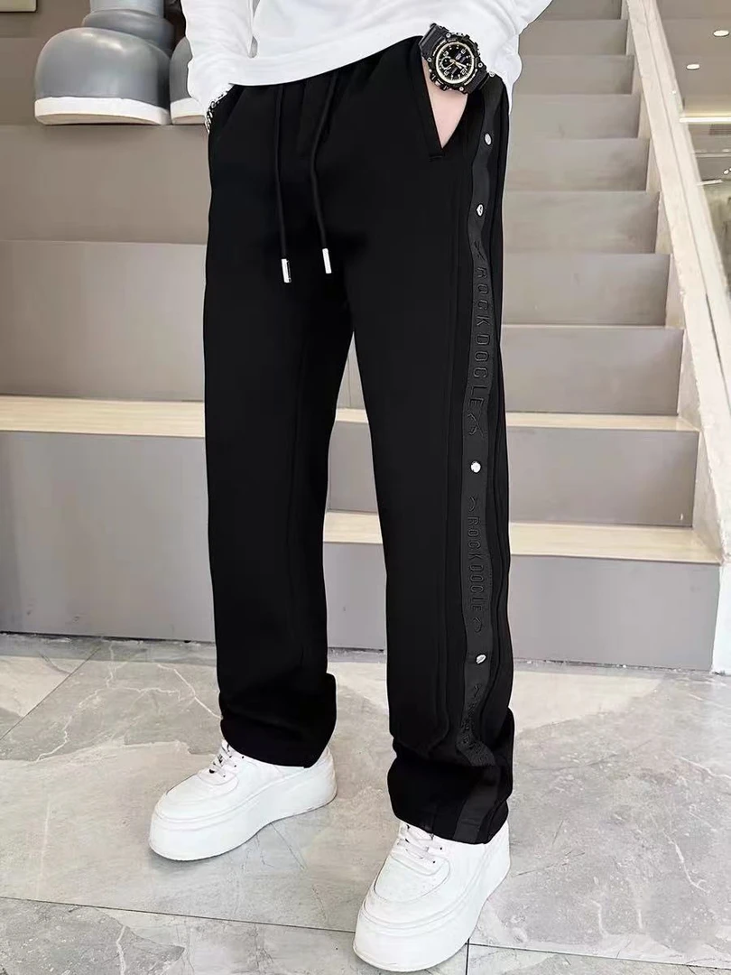 欧货2024秋冬新款男士百搭潮流运动系带加绒加厚男秋冬裤子 8268