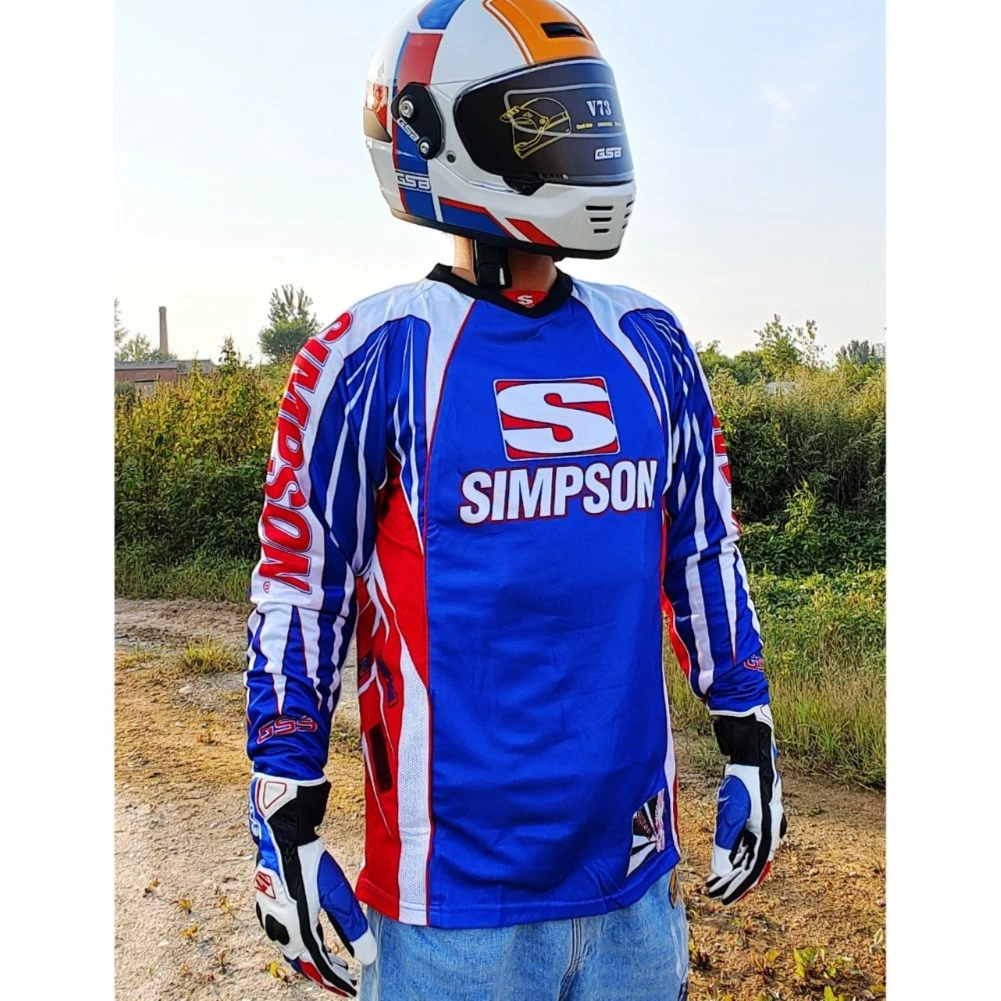 美国SIMPSON辛普森复古越野摩托机车骑行服透气速干T恤长袖滑胎
