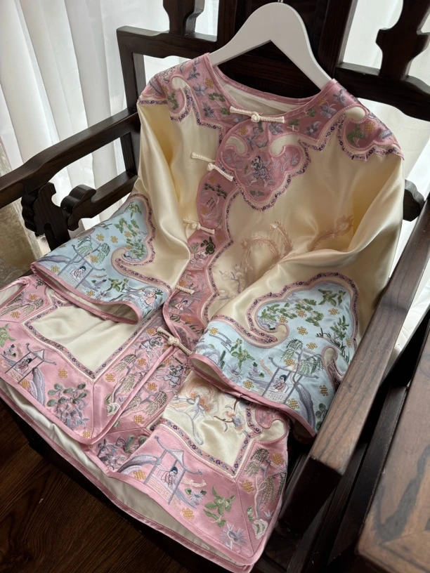 『承熙』原创设计秋季新款复古国风重工刺绣手工盘扣上衣太太服