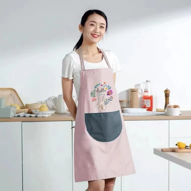 厨房家用围裙防水防油时尚围裙日常洗衣做饭擦手耐脏洋气简约防污