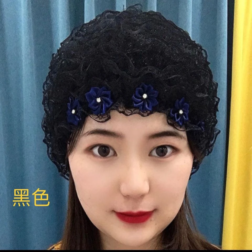 小花朵四季款蕾丝美人纱包头帽遮白发家居帽