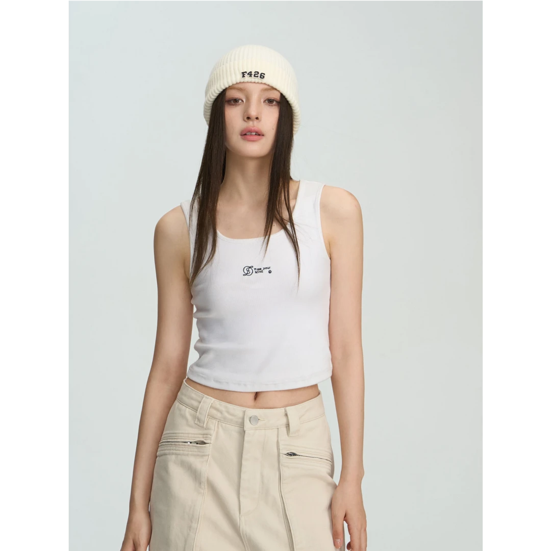 F426针织背心休闲情侣无袖背心白色xh