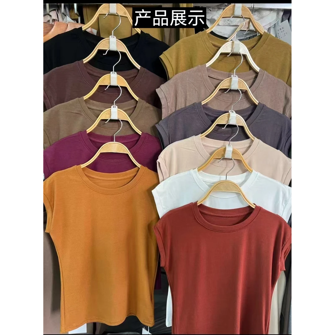 薄款小飞袖冰丝衫新款包肩百搭无袖气质休闲宽松圆领ｔ恤上衣时尚