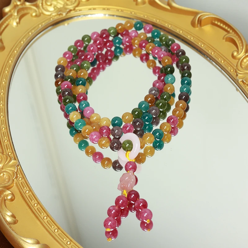 天然碧玺多圈彩色手链 多样性发一 H2860
