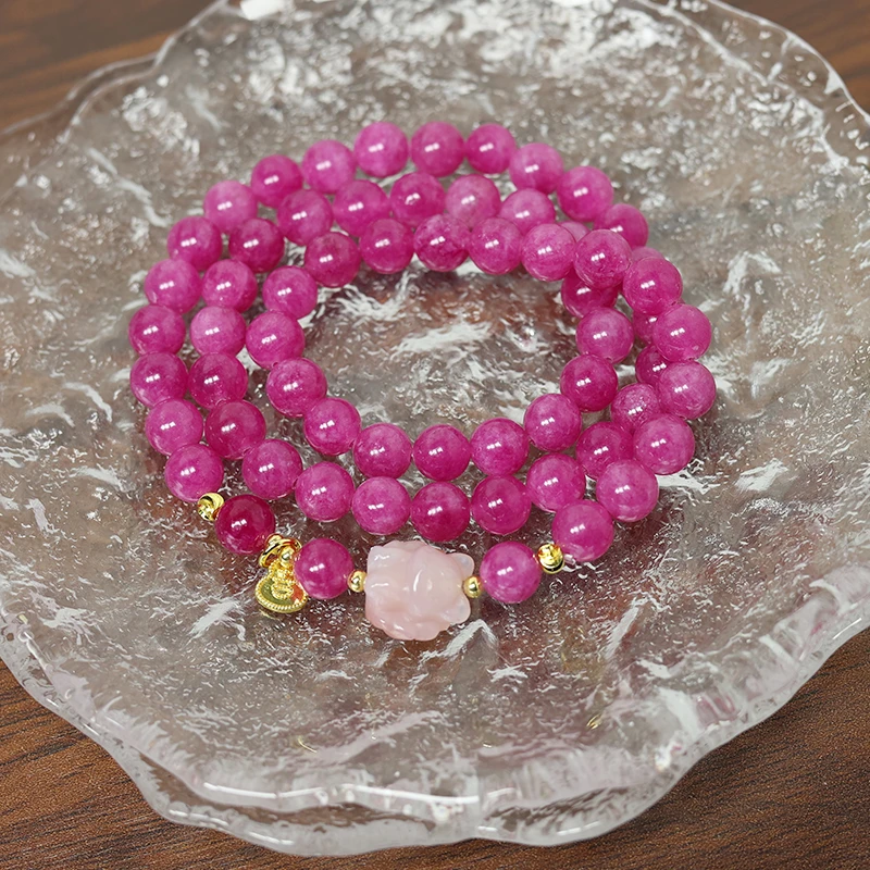 天然粉紫碧玺九尾狐手链 多样性发一 H2870