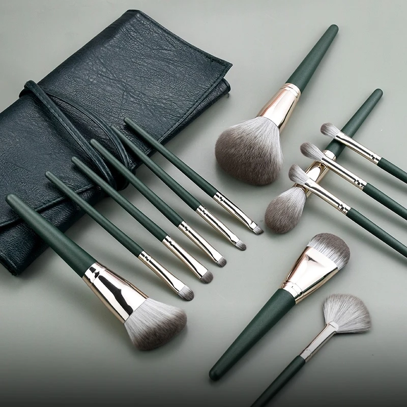 14支绿色化妆刷套装沧州超柔软散粉腮红眼影刷初学者全套美妆工具