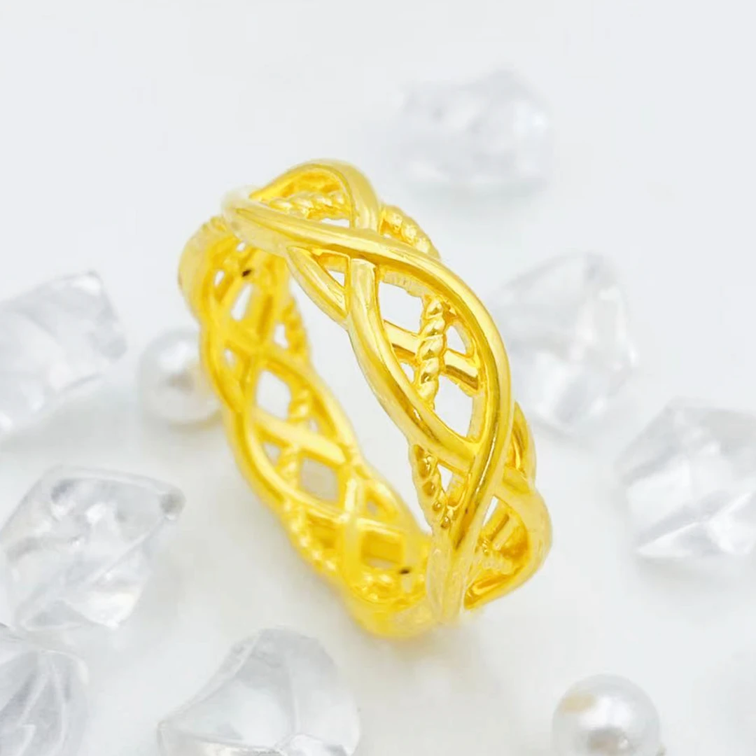 【国潮】足金999  交叉麻花镂空戒指 1.26 10圈口