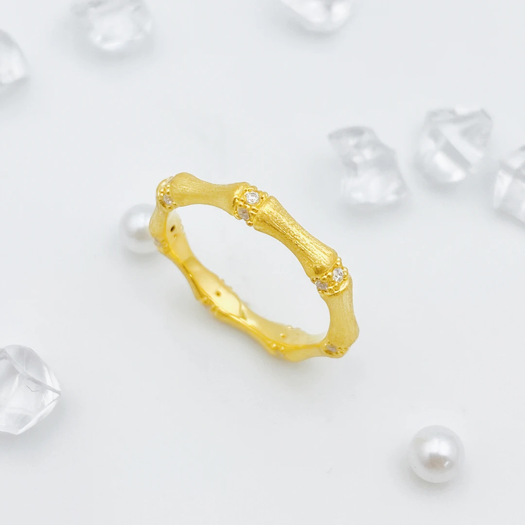 【国潮】足金999 莫桑竹节戒指 1.29 13圈口