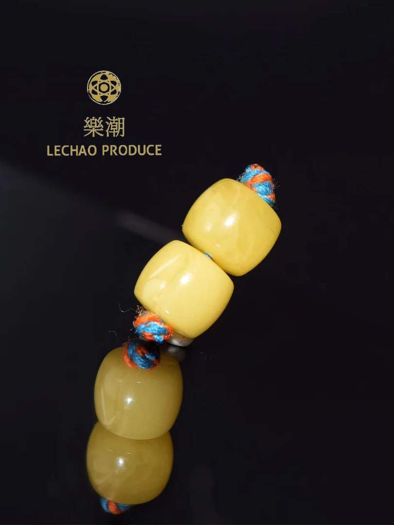 蜜蜡配饰搭配-尺寸7~11mm精工直切蜜蜡对珠腰珠满蜡品质俄料