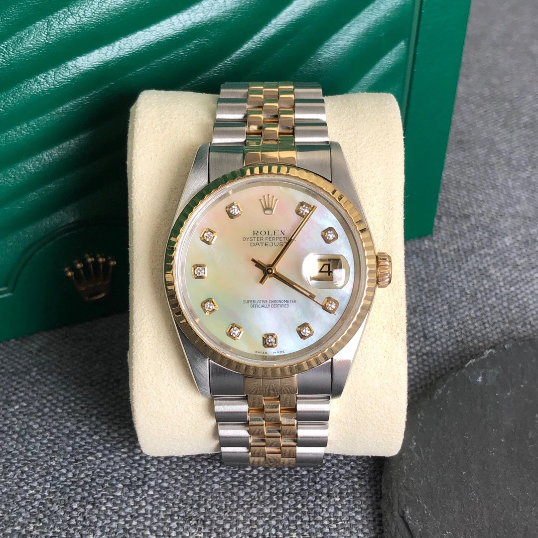 99新 Rolex/劳力士 奢侈品/日志白贝母36mm后钻单表