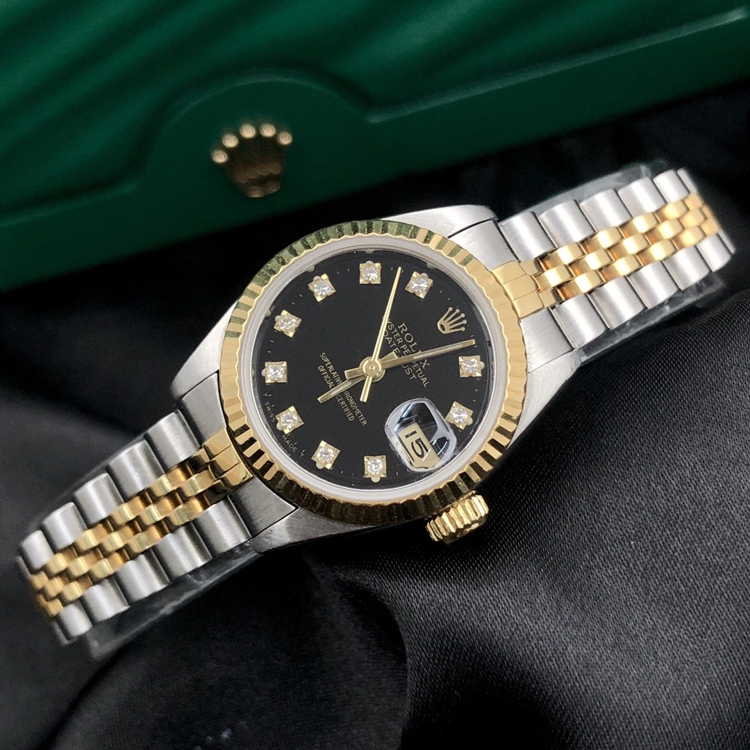99新 Rolex/劳力士 奢侈品/日志69173黑盘26mm原钻单表