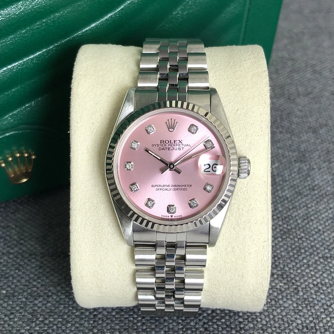 99新 Rolex/劳力士 奢侈品/日志68274冰莓粉31mm后钻单表
