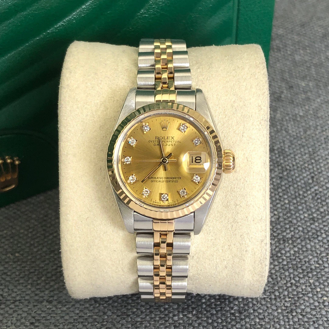 99新 Rolex/劳力士 奢侈品/日志69173/香槟金26mm原钻