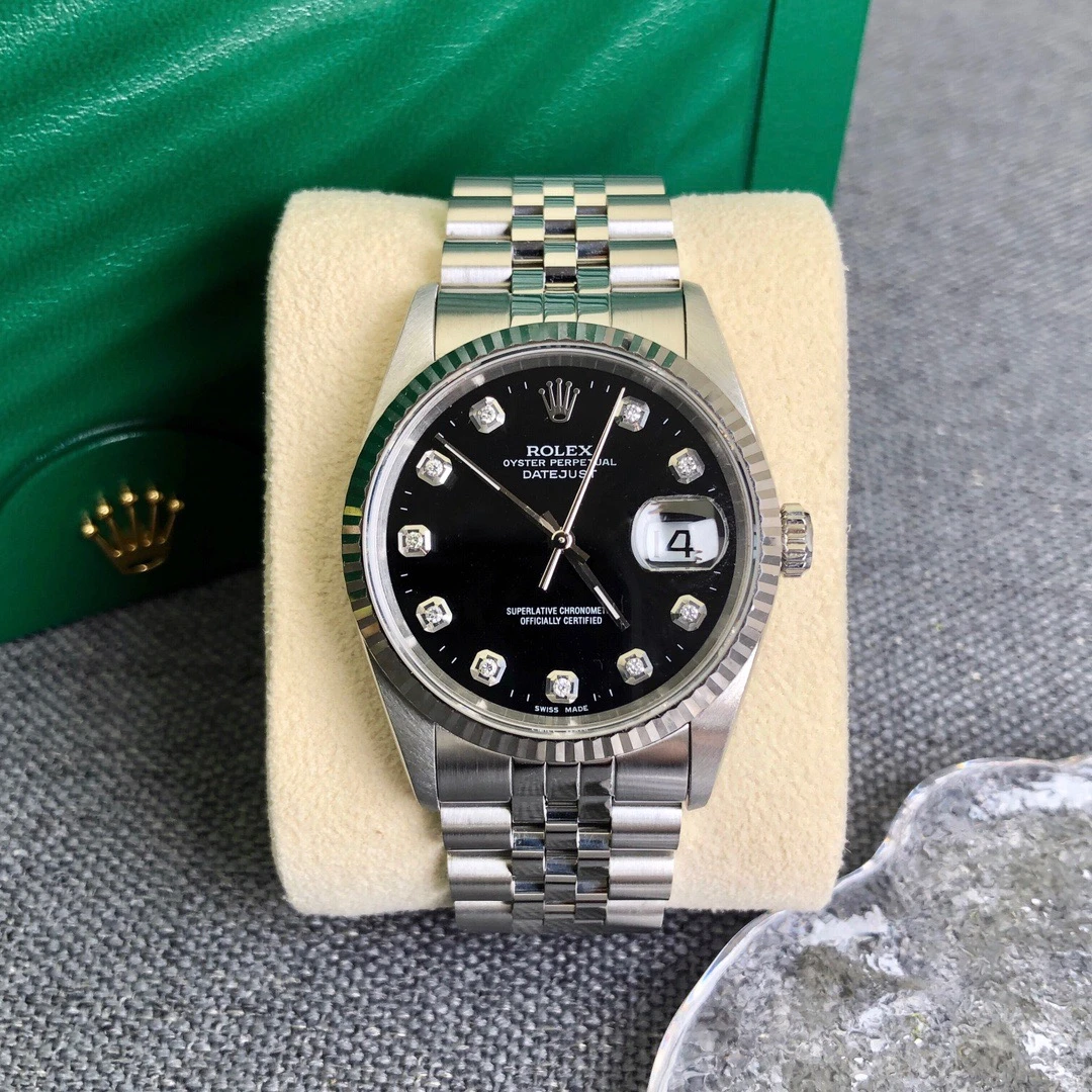 99新 Rolex/劳力士 奢侈品/日志黑盘36mm原钻单表
