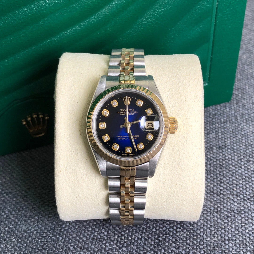 99新 Rolex/劳力士  奢侈品/日志69173渐变蓝26盘后钻单表