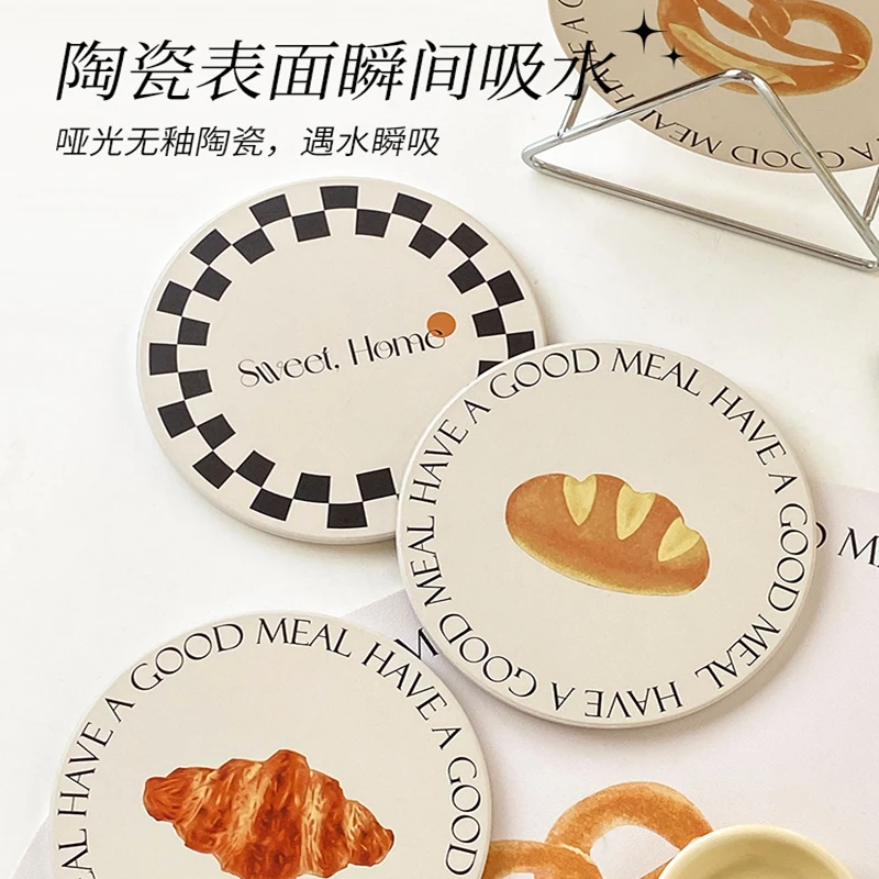 面包系列锅垫隔热垫ins风防烫垫碗盘杯吸水垫子防烫锅垫家用圆形