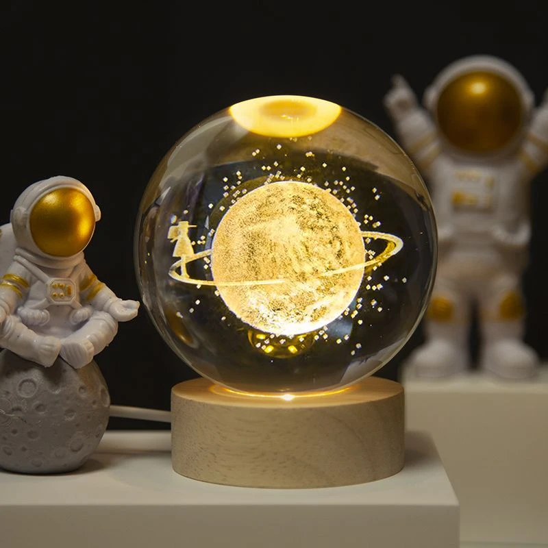发光水晶球小夜灯桌面摆件星空玻璃球氛围灯生日礼物女生闺蜜女孩