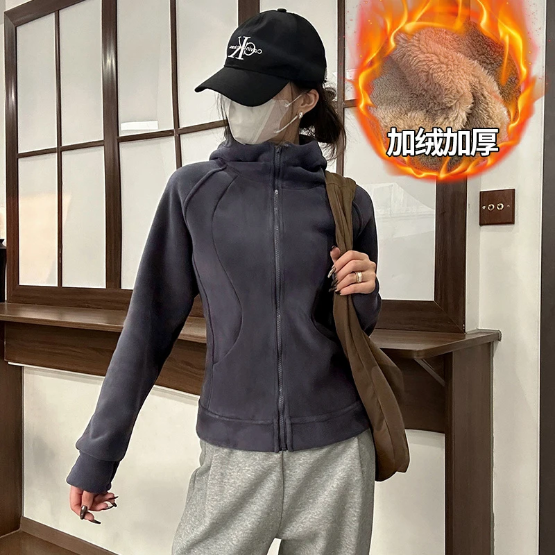 【BLB•板老板】冬款重磅加绒修身高级连帽卫衣奥粒绒女拉链开衫8001