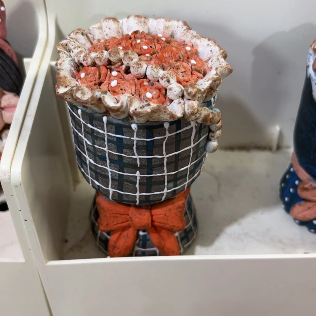 泥塑古镇炻陶花盆