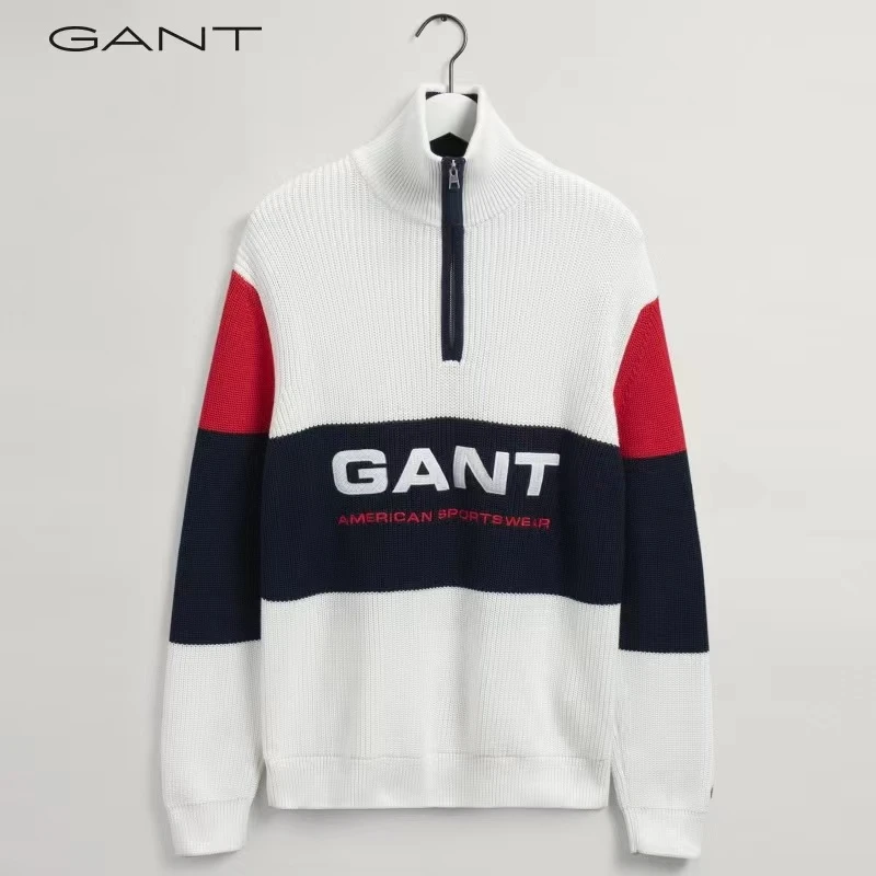 GANT/甘特时尚运动半拉链针织衫拼色毛衣男8030108