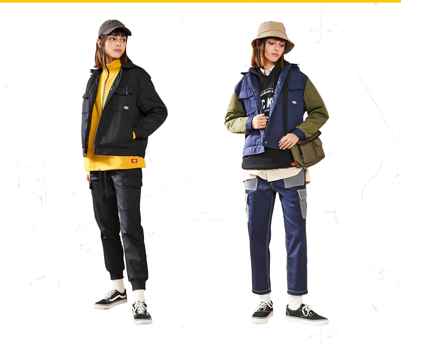 Dickies拼接撞色厚外套夹克 连帽时尚女士外套 棉服女 DK009510