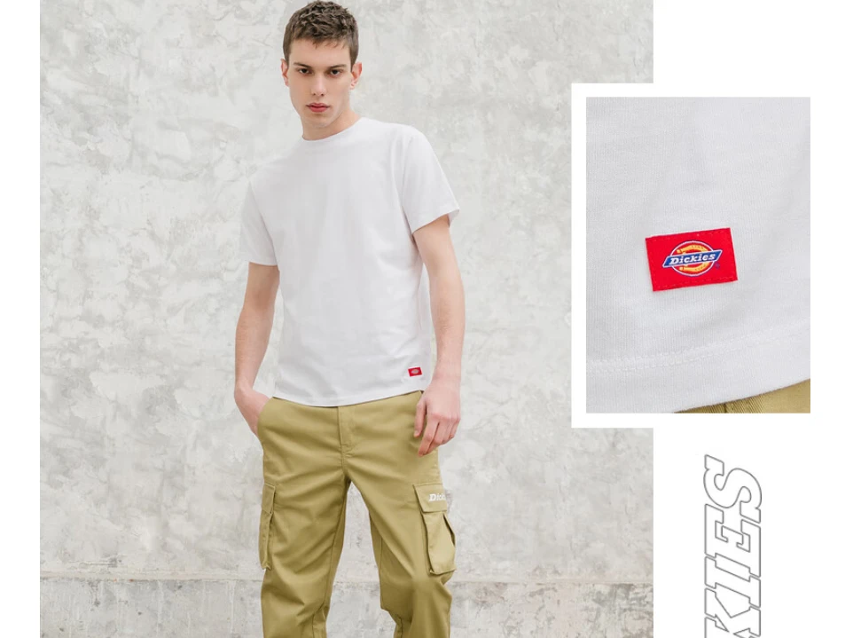Dickies男圆领logo印花情侣纯棉休闲短袖 白色DK007093
