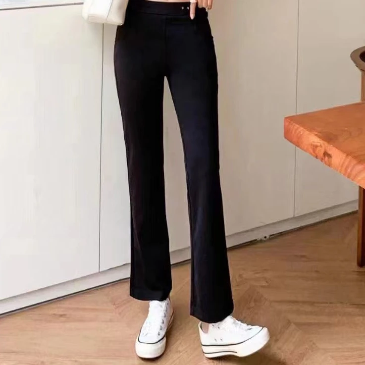 【诗菡服饰】2024夏季新款女装洋气休闲显瘦垂感松紧腰微喇裤 0525