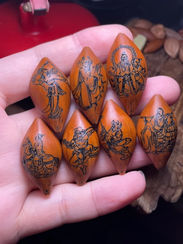 苏工丁方核雕2.0梅林核线条雕西游记手串