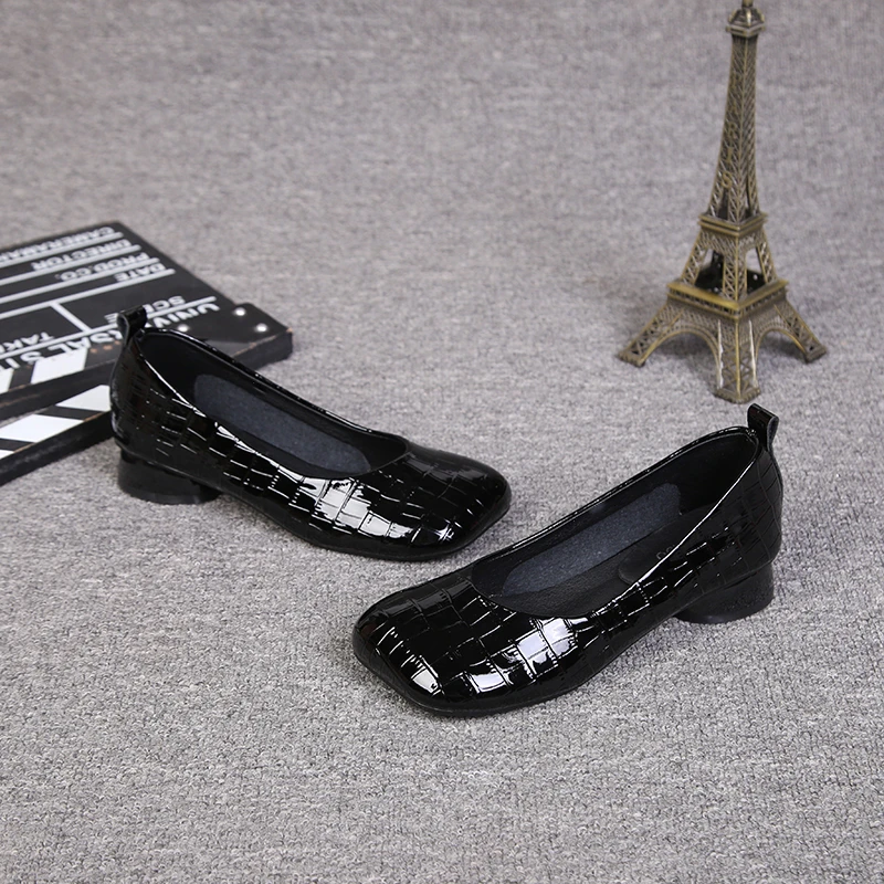 羊皮版真皮欧洲站女鞋新款浅口方头英伦风低跟单鞋女2024年时尚