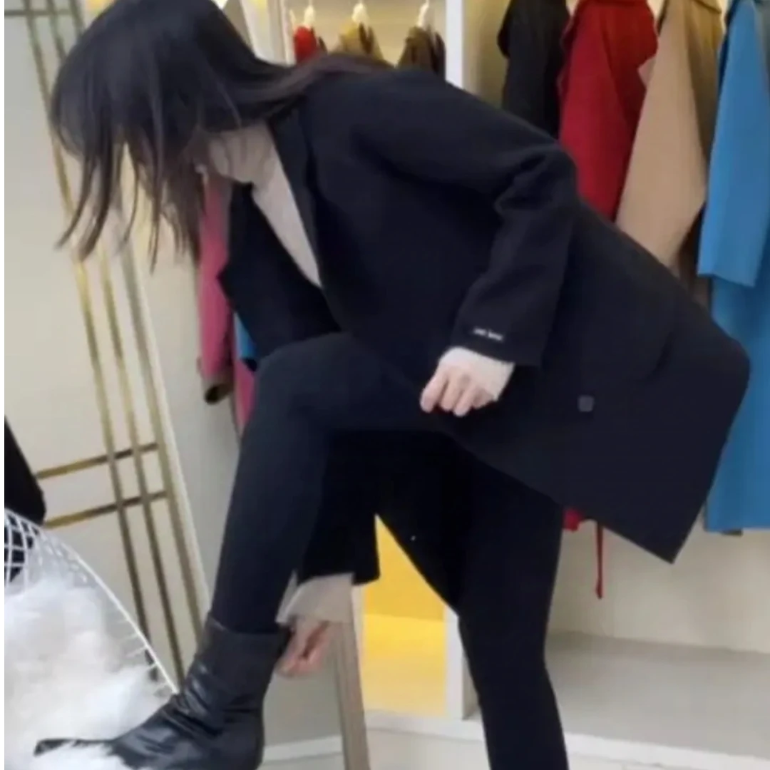 西装领毛呢外套女秋冬新款小个子气质显瘦呢子大衣时尚黑色网红