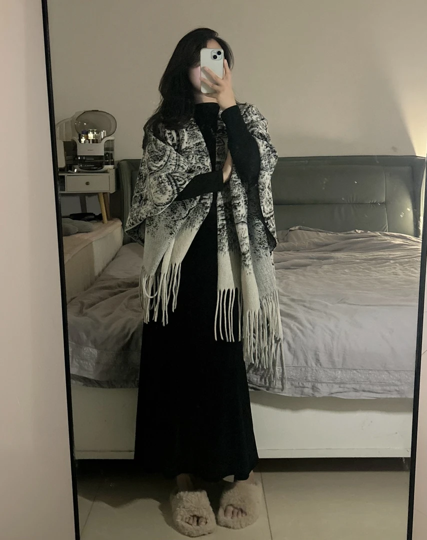【古古】10.07 民族风复古气质流苏百搭披肩围巾 G25017