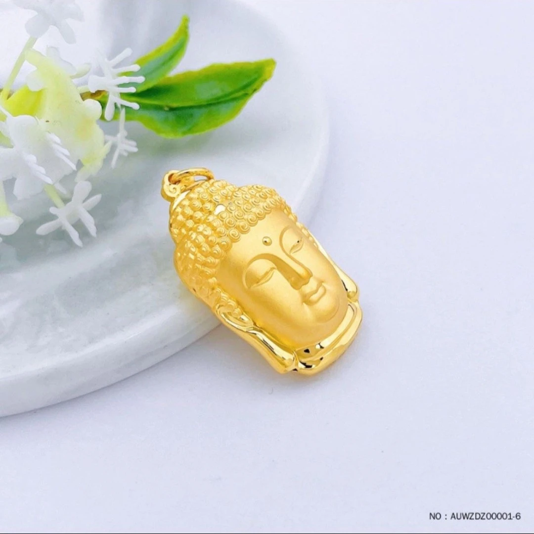 足金时尚白搭佛头吊坠