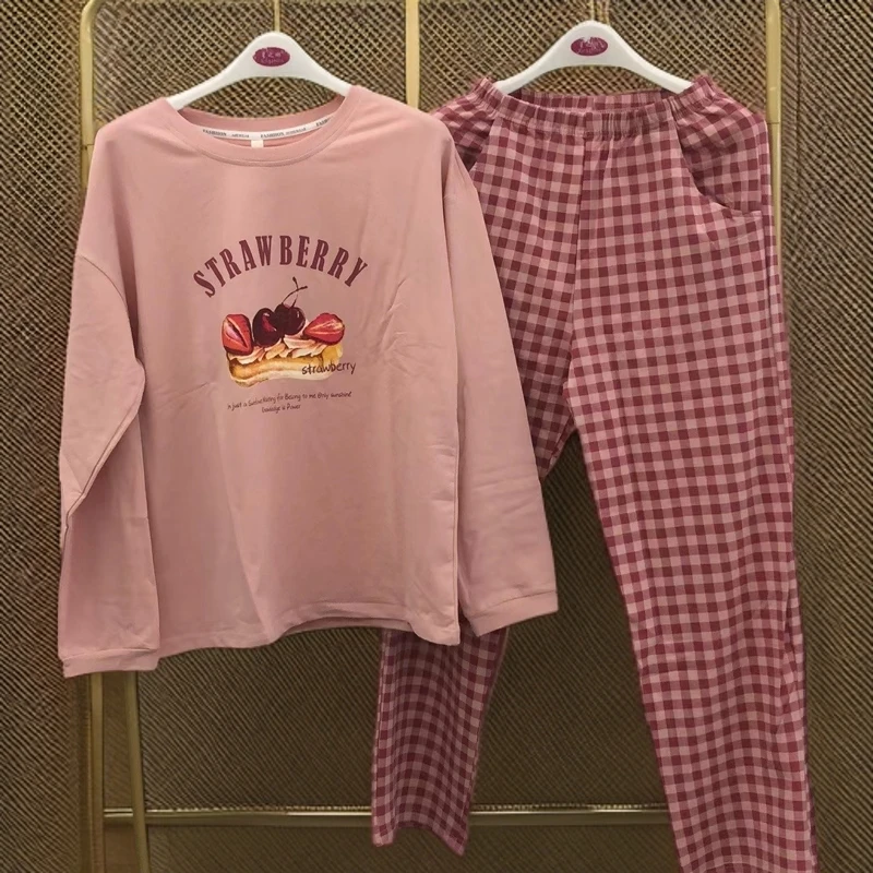 5874爽棉女士睡衣套装高品质长袖长裤女士春秋季家居服睡衣女套装