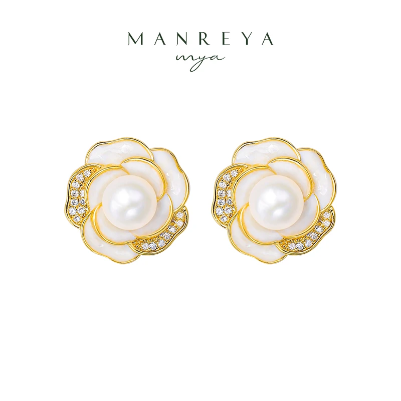 铜合金耳饰 山茶礼赞浪漫耳钉耳夹无耳洞小众经典气质