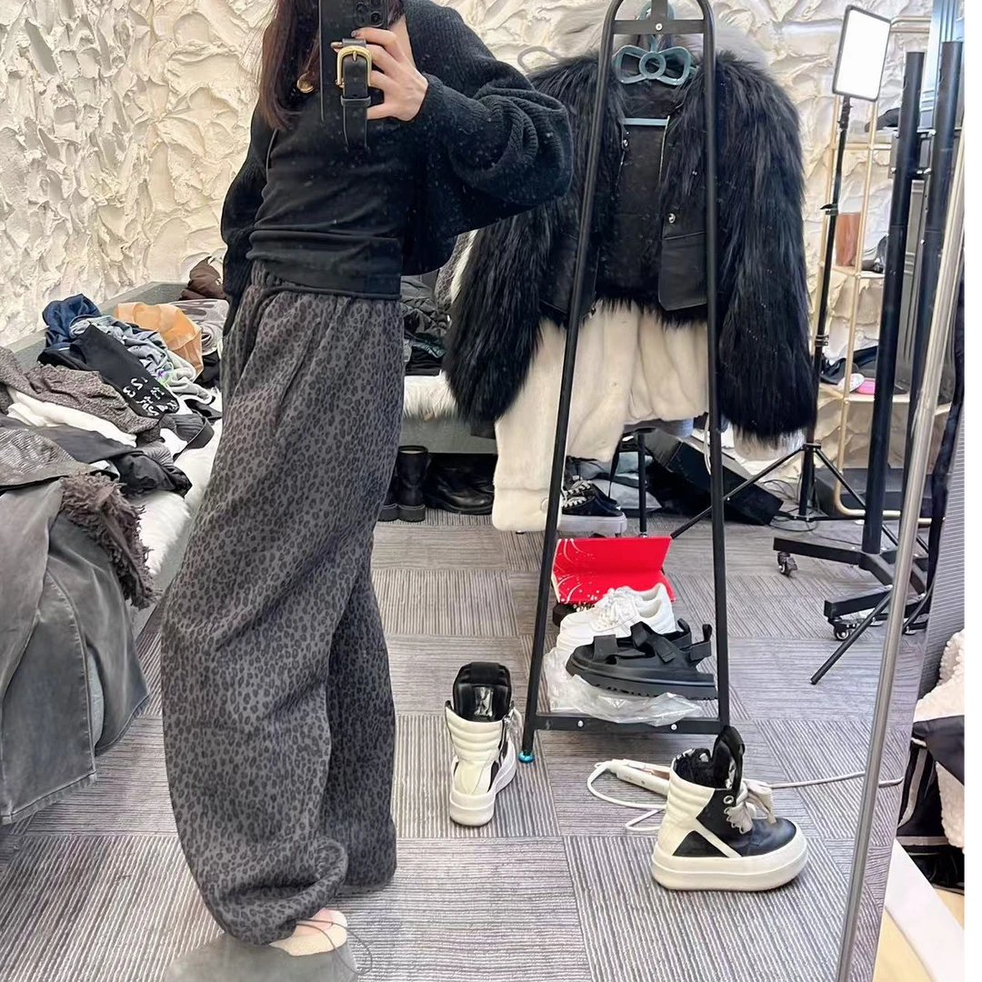 加绒豹纹款 休闲裤