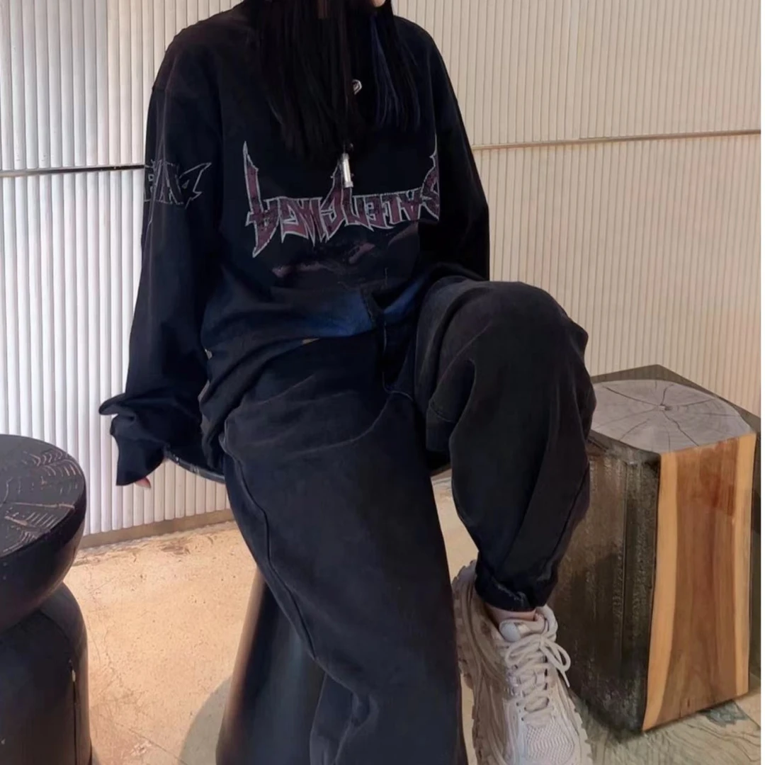 抓绒皮牌黑牛仔裤N0008