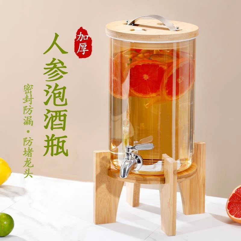 日本进口泡酒玻璃瓶带龙头家用密封专用人参杨梅酒瓶空瓶酿酒罐酒