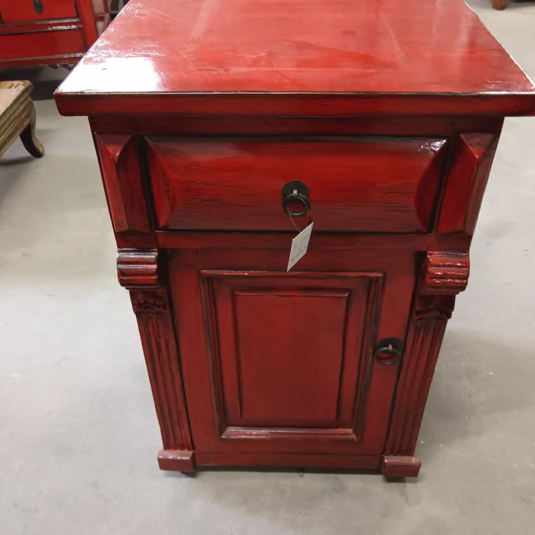 红漆一屉一门茶水柜